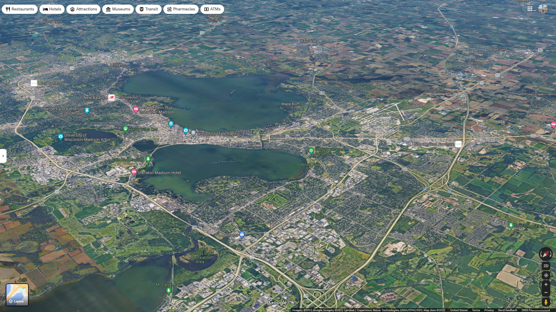 Madison Aerial Map Wisconsin